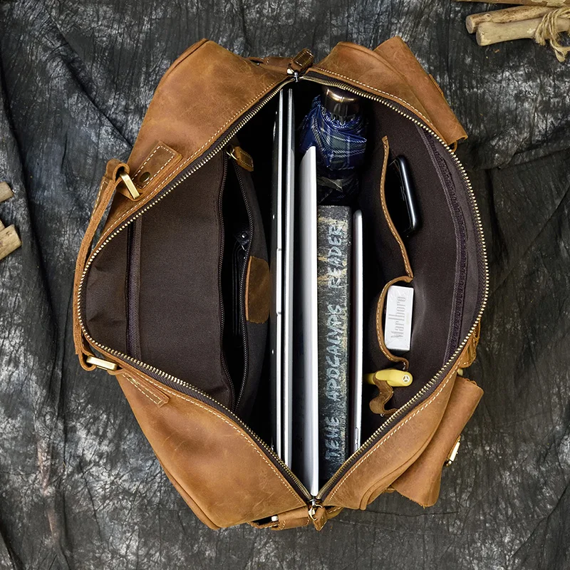 Vintage male laptop handbag Handmade Crossbody bag Genuine Leather Briefcase Bag for man fit for 14 inch PC Business Bag 62 S3f961920f11f45d8a9574deca845aeb6m