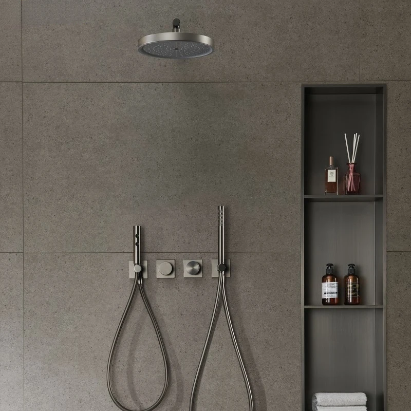 

Gunmetal luxury bathroom shower kit Gun grey bidet kit bath tap concealed shower set embedded shower faucet set