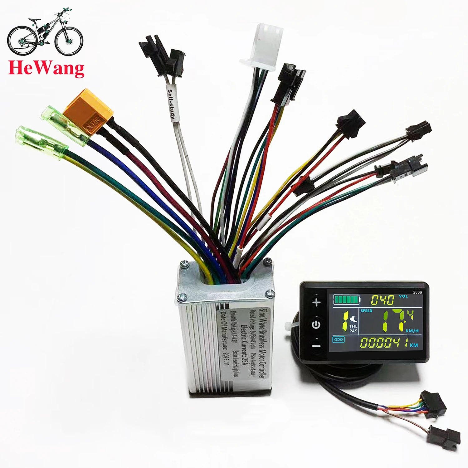 24V 36V 48V 350W 500W 25A Brushless Motor Sine wave Controller with S866 Color L