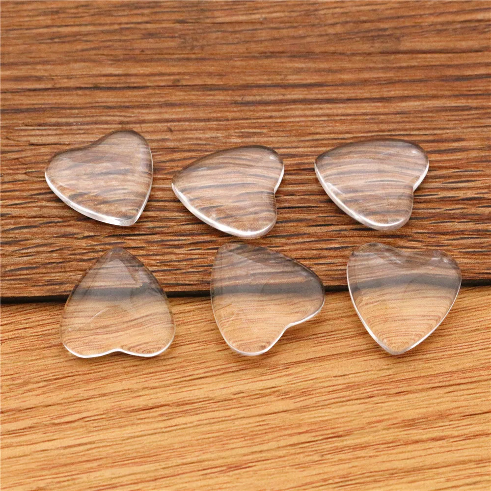 Premium Transparent Heart Glass Cabochons