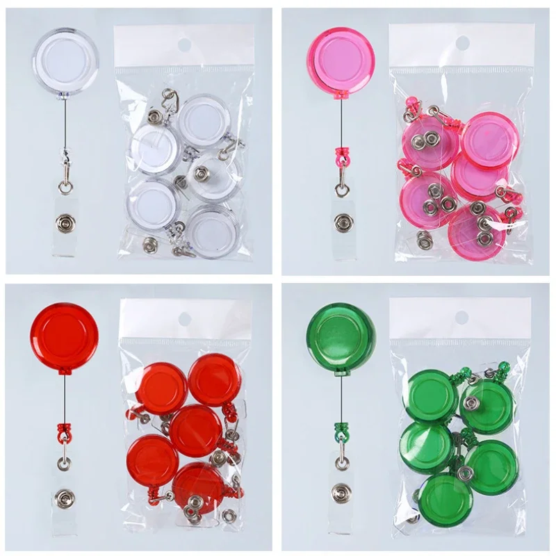 10pcs Acrylic Retractable Nurse Badge Reel Fashion Name Tag ID Badge Holder Clip for Pass Card Cover