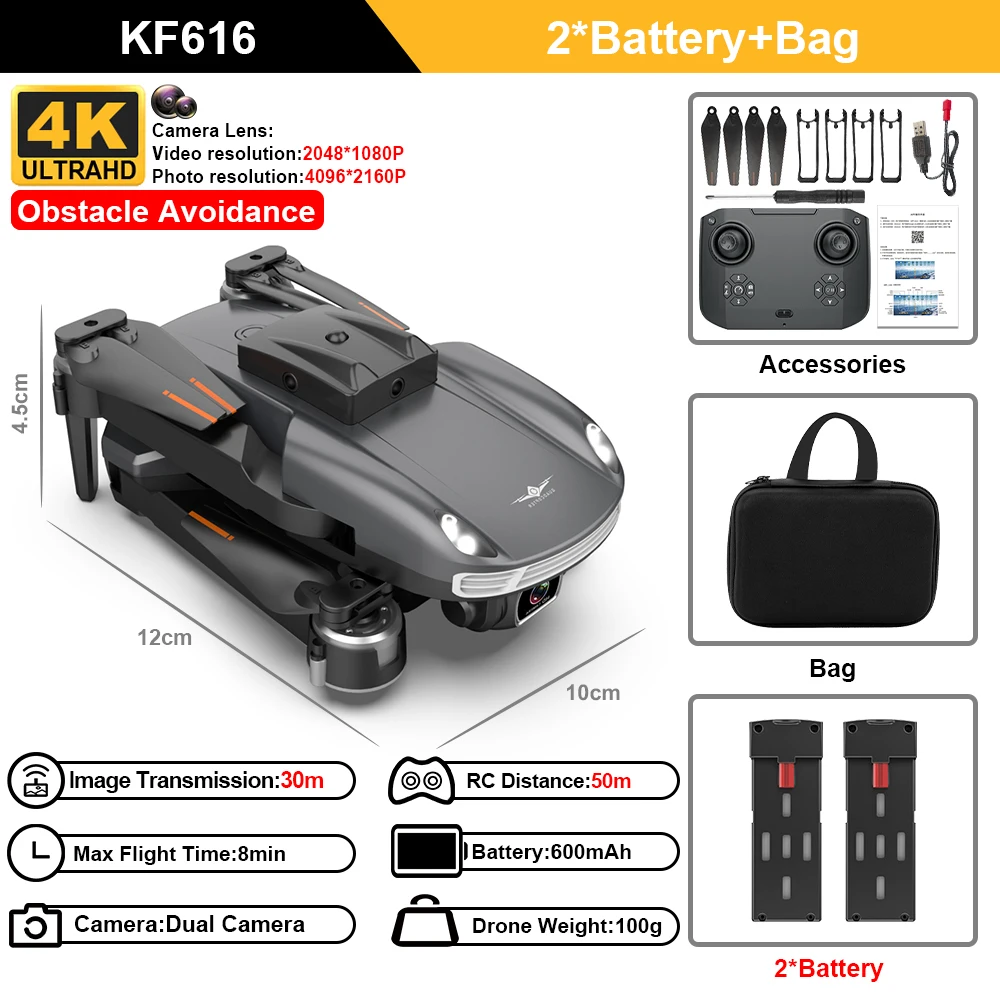 KF616 Mini Drone 4k Profesional HD Camera Helicopter with Obstacles Avoidance Drone 2.4G Wifi Foldable RC Quadcopter Kid's Toys RC Quadcopter luxury RC Quadcopter