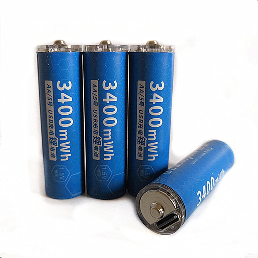 

4pcs/lot Original 1.5V AA rechargeable battery 3400mWh USB rechargeable lithium battery fast charging via Micro USB cable