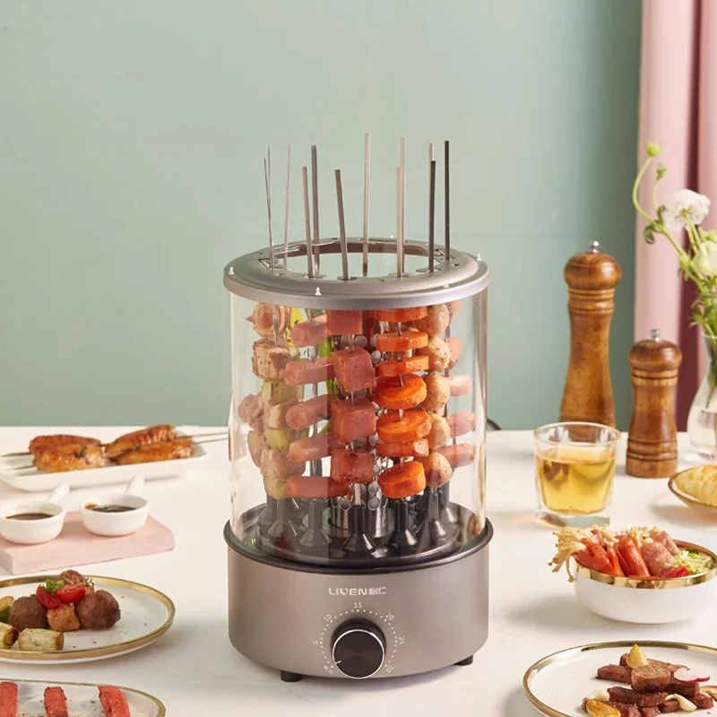 Household Electric Barbecue Grill Skewer Vertical Self-baking Machine Barbecue Grill Automatic Rotating Smokeless Grill 4