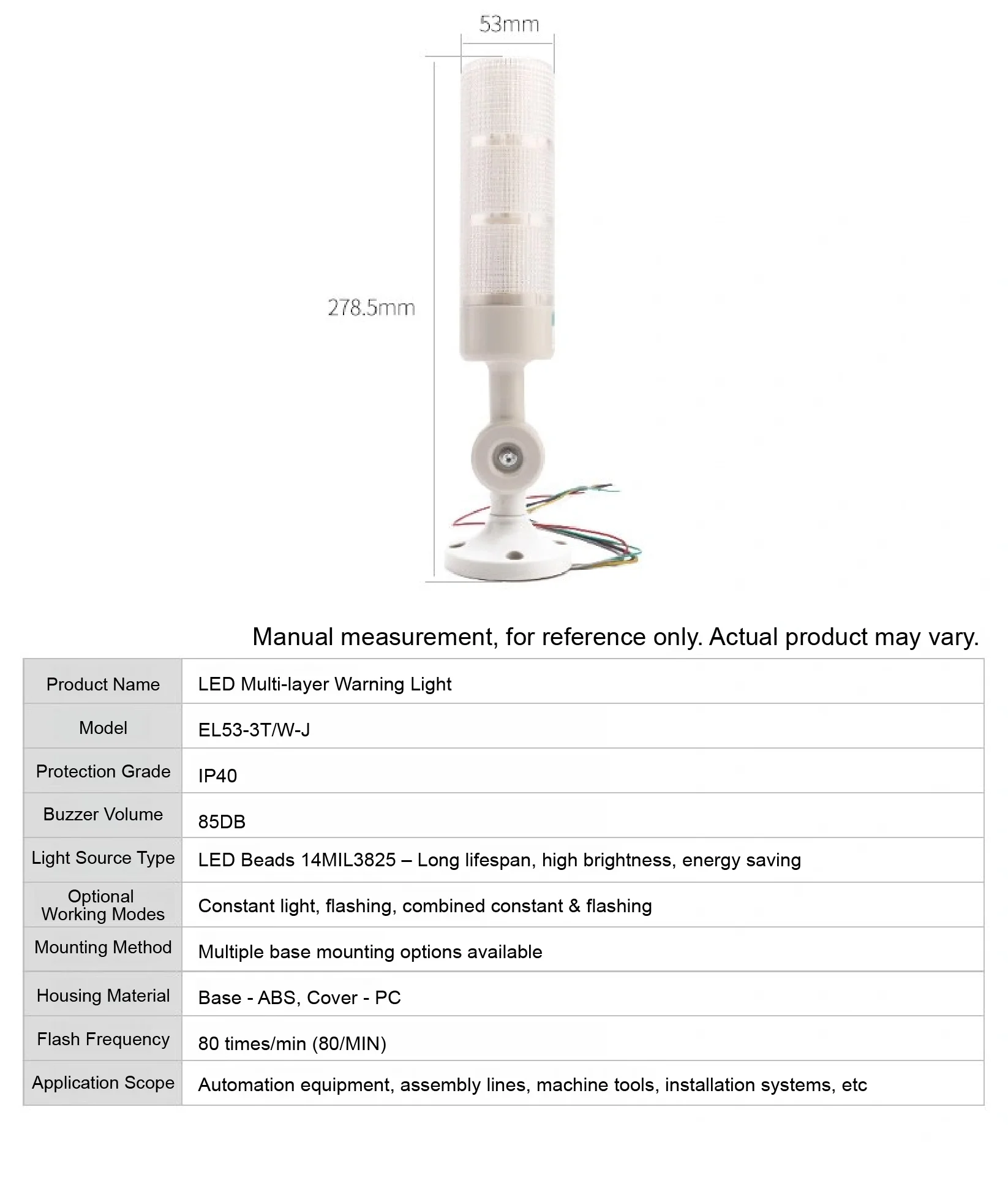EL-1101J-R LED Warning Light Industrial Beacon Rotating Strobe Signal Lamp Audib