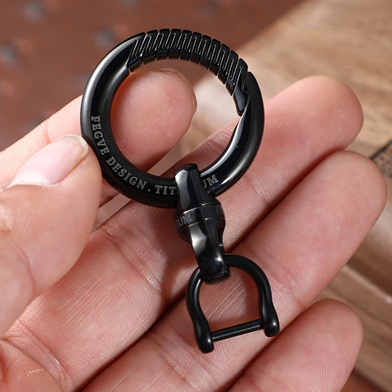 Luxury Titanium Horseshoe Buckle Keychain - Lightweight Baked Color Key Ring Holder, Premium Gift