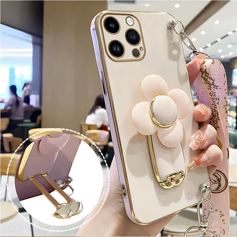 Coque avec support de moulin à vent rotatif, étui avec lanière pour iPhone 14 11 Pro 13 12 Mini 8 7 6 6S Plus 10 X Xr Xs Max SE 2020_voghion.com