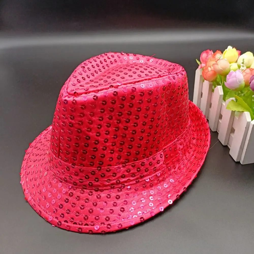 Kinder Jazz Hut Pailletten dekoriert Stage Dance Performance Cap Party Urlaub Hut Tanz Performance Hut Panama Cap – Detail 4