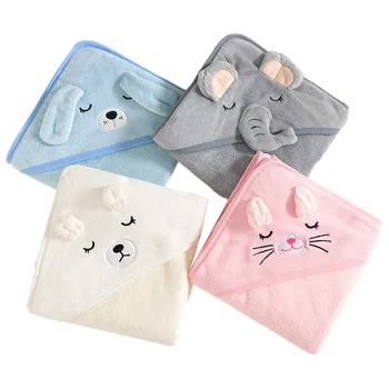 Cartoon Animal Baby Bath Towels Soft Newborn Hooded Towel Blanket Toddler Bathrobe Warm Sleeping Swaddle Wrap for Boys Girls 2