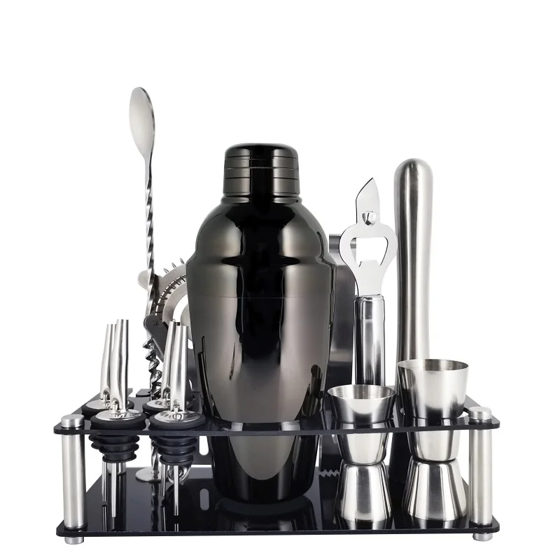 

1-14 Pcs/set 600ml 750ml Cocktail Shaker Mixer Drink Stainless Steel Bartender Browser Kit Bars Set Tools With Wine Rack Stand