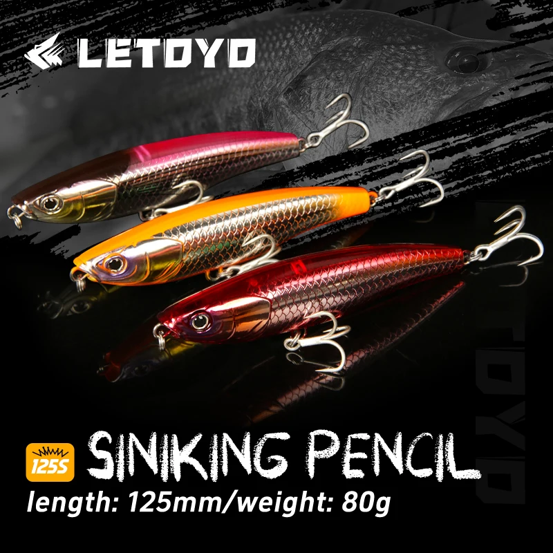 

Тонущий Карандаш LETOYO 80 г/125 мм, приманка для соленой воды, искусственные приманки для морской окуня, щуки, рыболовные приманки
