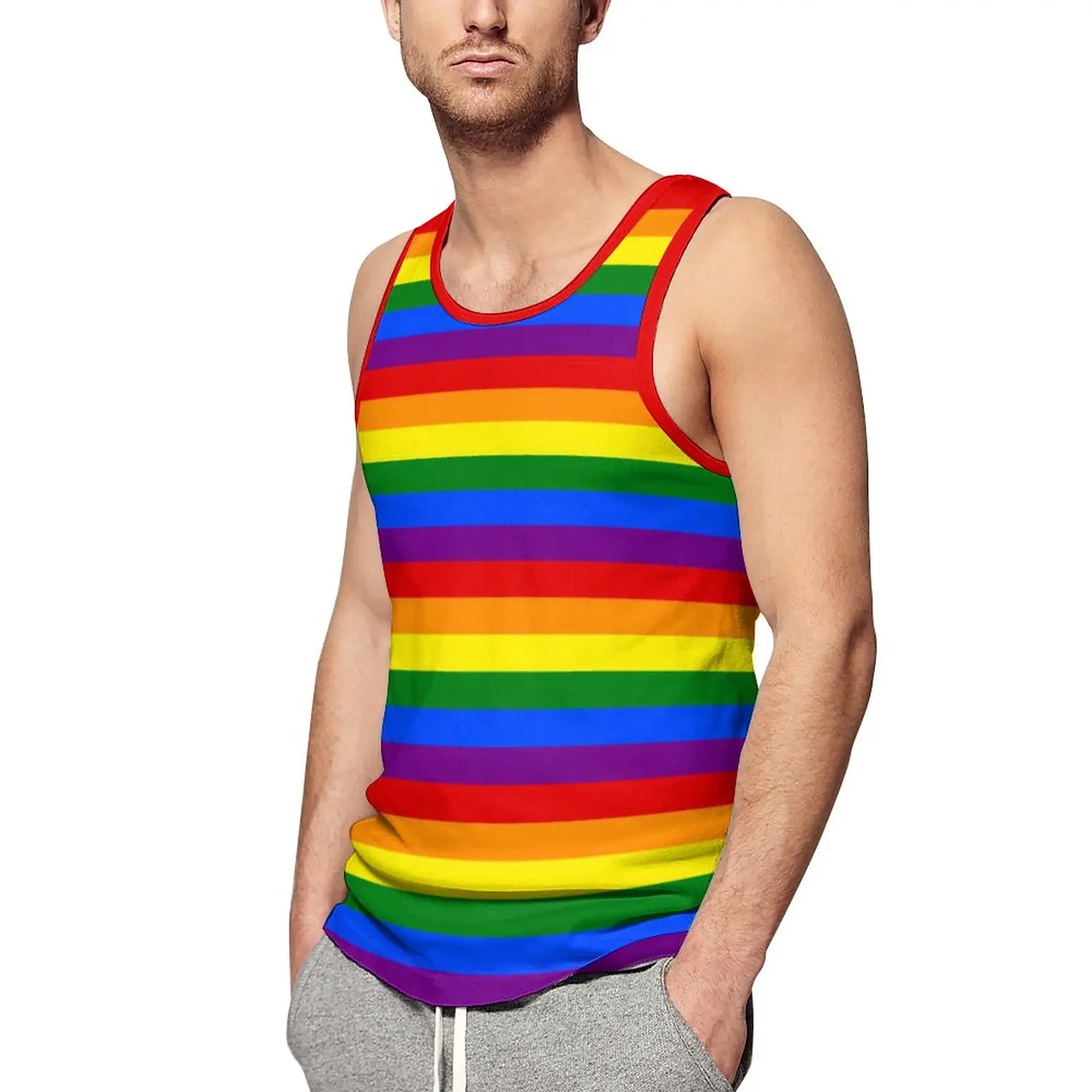Canotta Con Bandiera Arcobaleno Colorata Gay Pride LGBT Modello Moderno Palestra Estate Top Attillati Camicie Senza Maniche Da Uomo Con Stampa Completa