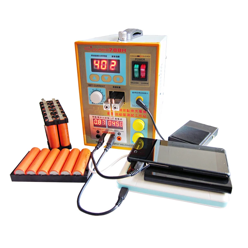 SUNKKO 788H USB Battery Spot Welder USB Charge Test LED Lighting 220V 110V Spot Welding Machine 18650 Battery Test Spot Welding