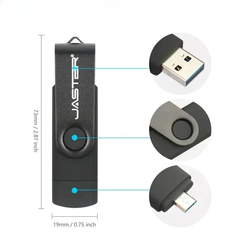 USB Flash Drive JASTER OTG 8GB 16GB 32GB 64GB 128GB Metal Pen Drive Double use Micro USB Memory Stick