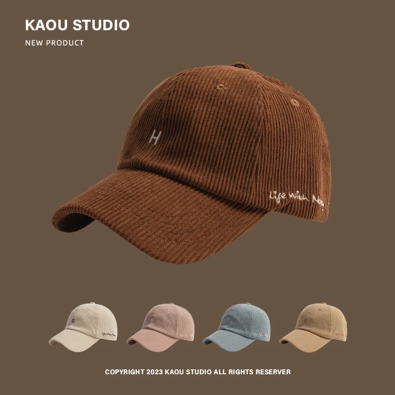 Embroidery Corduroy Baseball Hat Men and Women Autumn and Winter