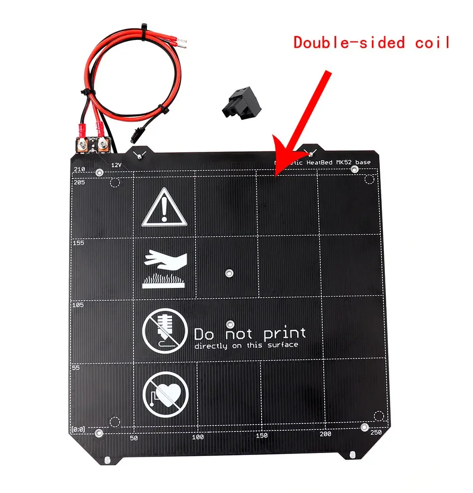 Prusa I3 MK2.5S 3D 프린터 MK52 가열 베드, 12V 조립 N35UH 자석 전원 케이블 서미스터, 섬유 슬리브 I3 Mk2.5 가열 베드