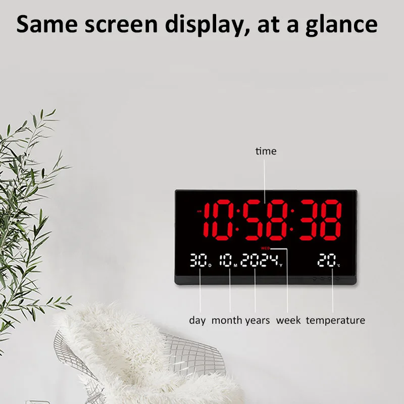 21 Inch Large Digital Wall Clock Large LED Screen Display Clock with Time/Date/Week/Temperature 12/24H Adjustable Brightness wall clock,digital wall clock