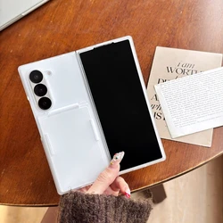 Matte Transparent Card Holder Phone Case with Flip Stand and Wallet Feature - Samsung Z Fold6 (Matte Clear)