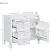 36 in Bathroom Vanity Without Sink,Modern Bathroom Storage Cabinet with 2 Drawers and a Tip-Out Drawer,Solid Wood Frame, (White) 2