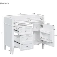 36 in Bathroom Vanity Without Sink,Modern Bathroom Storage Cabinet with 2 Drawers and a Tip-Out Drawer,Solid Wood Frame, (White) 2