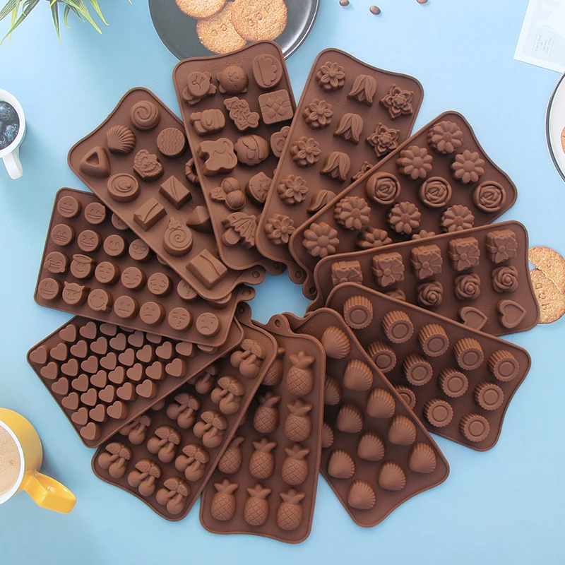 

(30-58) Chocolate Mould Handmade Candy Jelly Pudding Mold Flower Heart Shape Silicone Moulds Baking Tool