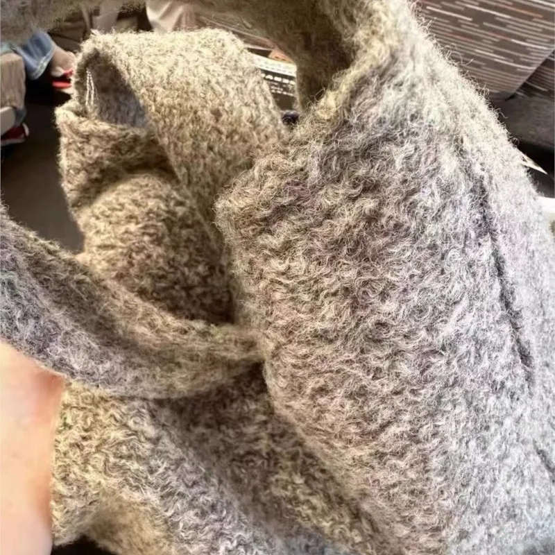 Korean Gray Wool Tote Bag Women Minimalist Design Large Capacity Shoulder Bags Ladies 2025 New Autumn Winter Casual Underarm Bag