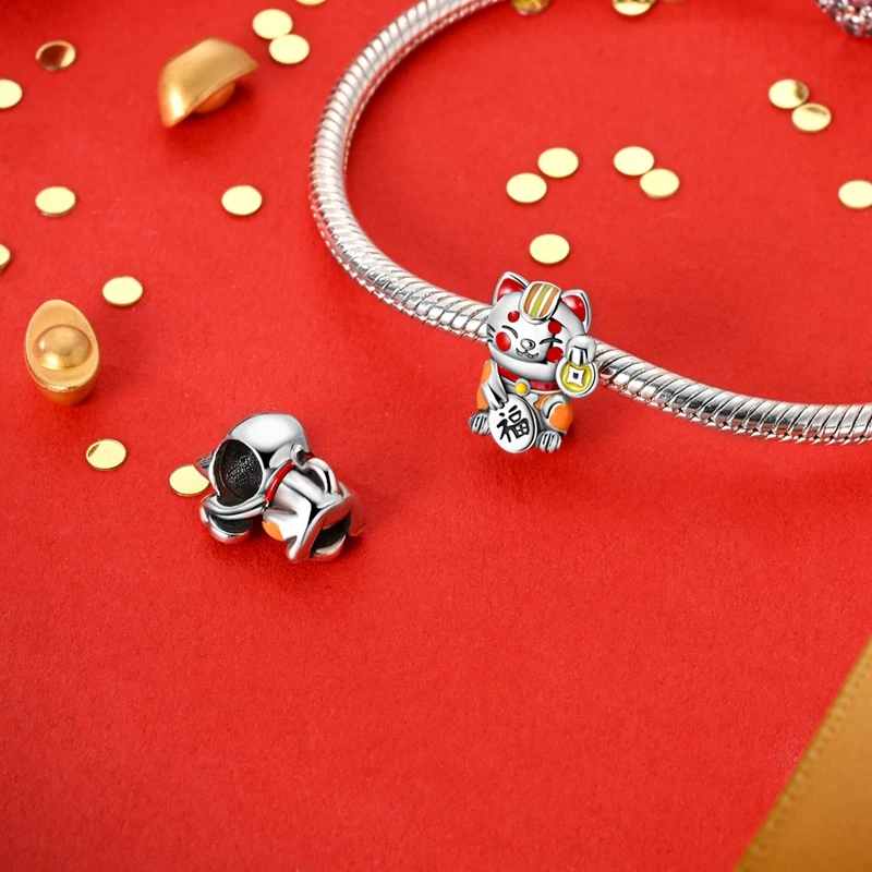 925 Sterling Silver Chinese Elements Charms Bead Chinese New Year Lion Dance Dragon Pendants Fit Original Bracelet DIY Jewelry beads charms charm jewelry silver charm bracelet