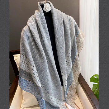 Autunno Inverno Fashion Design Donna Big Size 130 cm Quadrato in cotone Sensazione Piccolo plaid stampato Sciarpa scialle Pashimina da viaggio 1