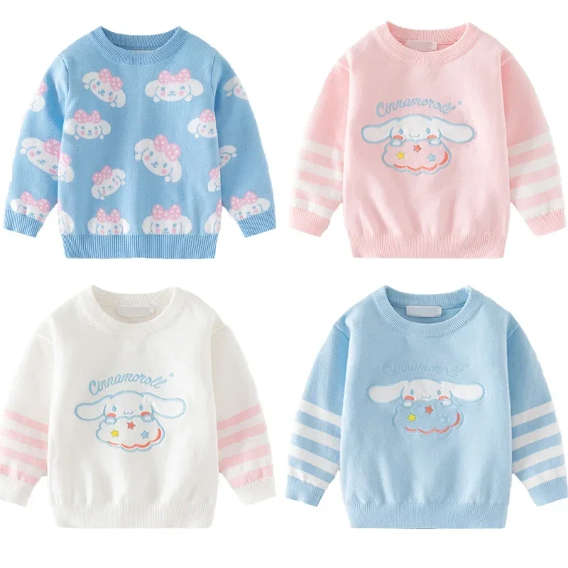

Милые детские свитера Sanrios Cinnamoroll Y2K, пуловер, новинка, весна-осень, теплый мультяшный аниме вязаный свитер для мальчиков и девочек, подарок