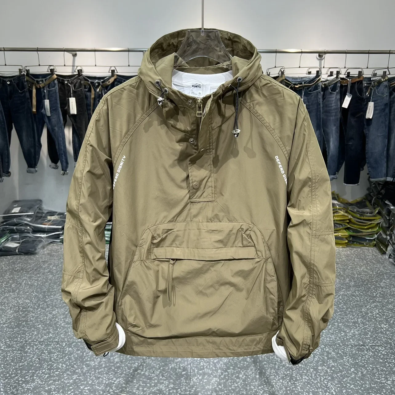 Korean Fashion  Jackets for Men Zippered Jacket Hoded Men's Casual Street Multi Pocket Work Jacket, Slim Fit Pilot Baseball Suit