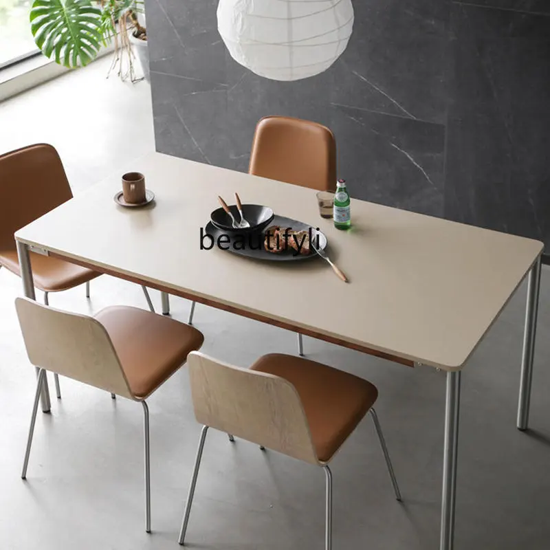 

Home Modern Minimalist Rectangular Metal Western-Style Dining Table/Modern Italian Small Apartment kitchen table and chairs