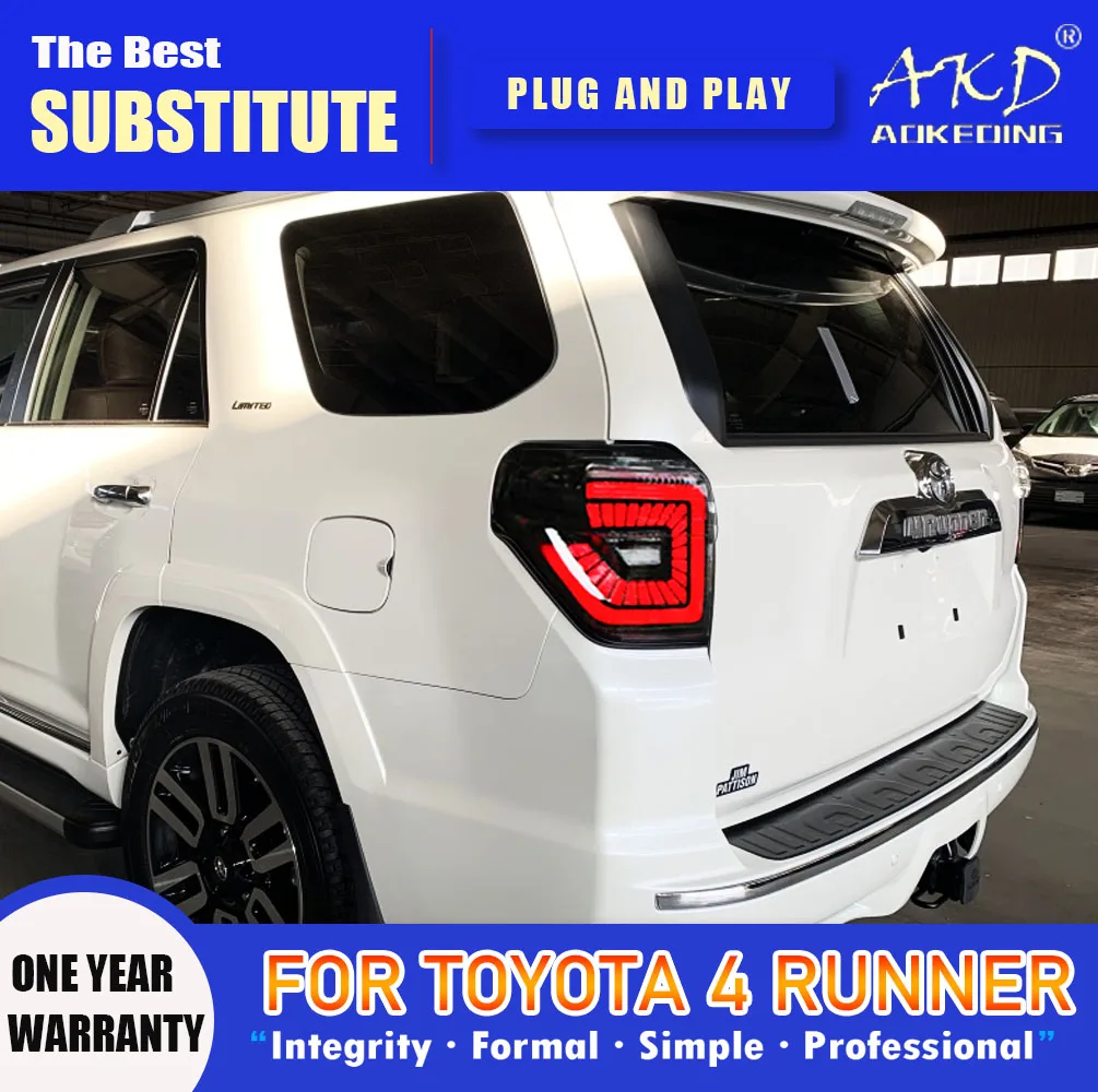 

Задняя фара AKD для Toyota 4Runner светодиодный Tail светильник 2010-2021 Runner, задний противотуманный тормоз, сигнал поворота, автомобильные аксессуары