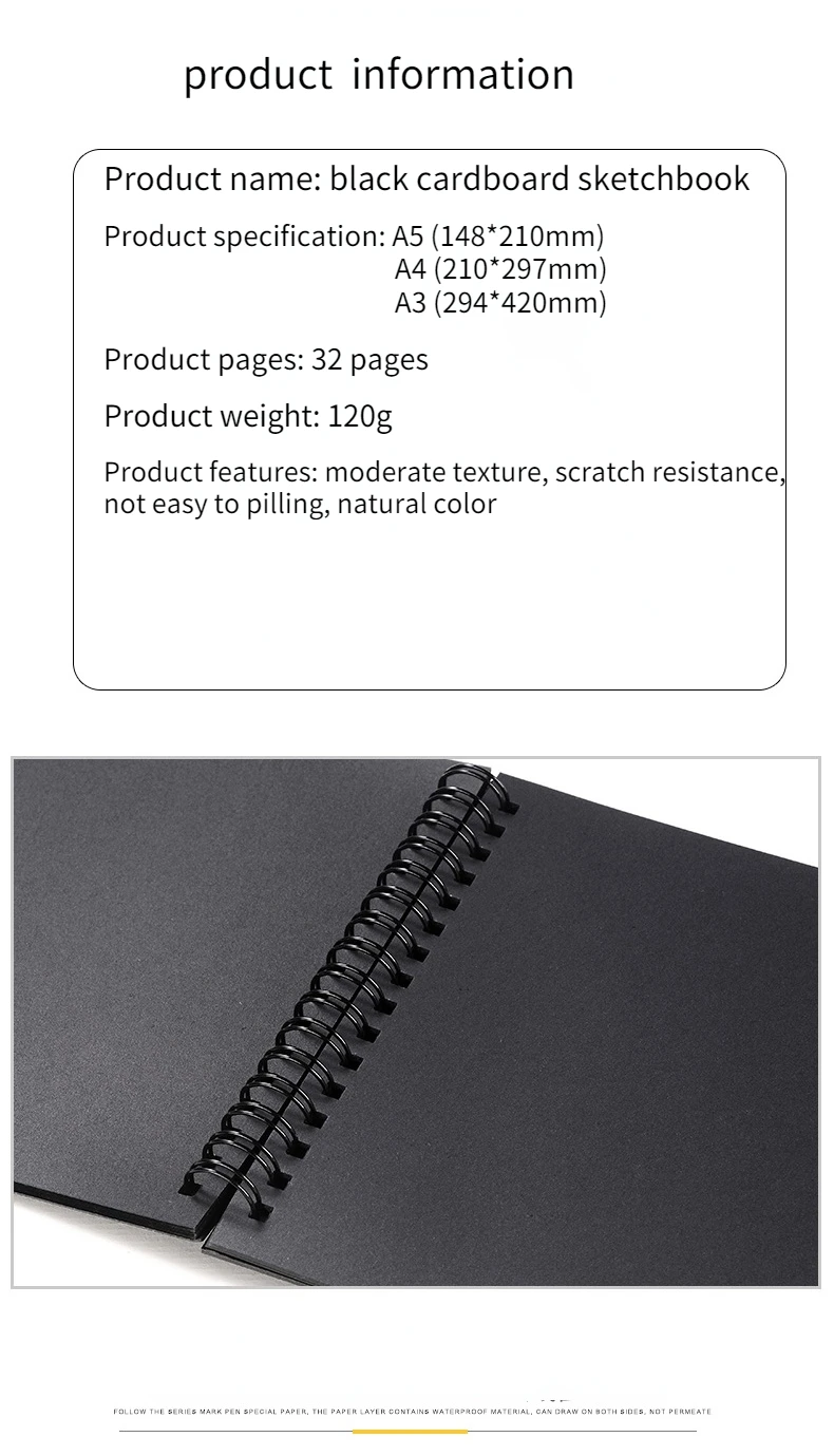 A4/A5 Black Paper Sketch Drawing Pad 32 Sheets 120GSM Spiral Bound  Sketchbook for Colored Pencils, Graphite, Charcoal, Pastels - AliExpress