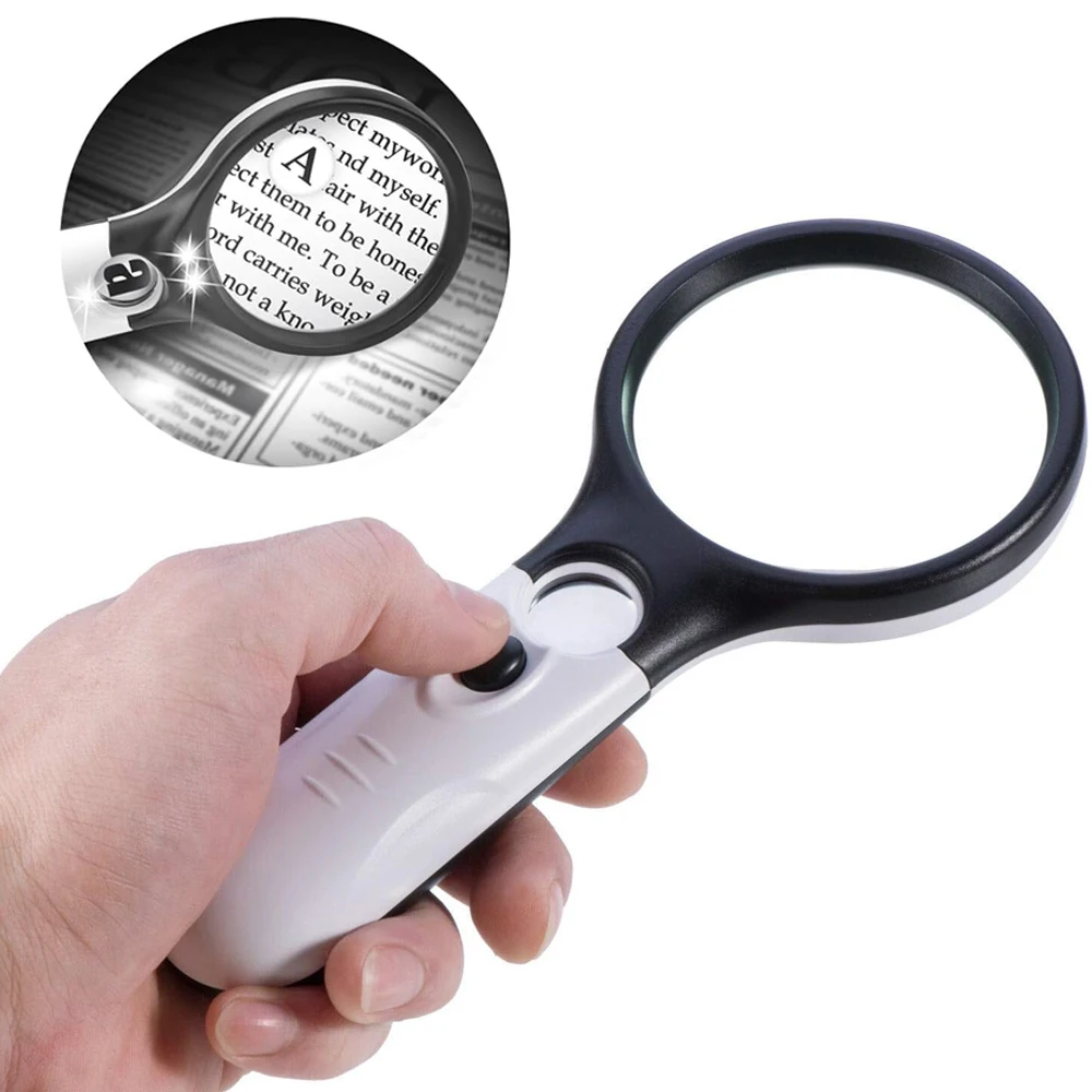 45X Handheld Magnifying Glass 3 LED Light Reading Lens Jewelry Loupe magnifying glass jewelry magnifier jewelry magnifying glass reading magnifier magnifying glass lamp