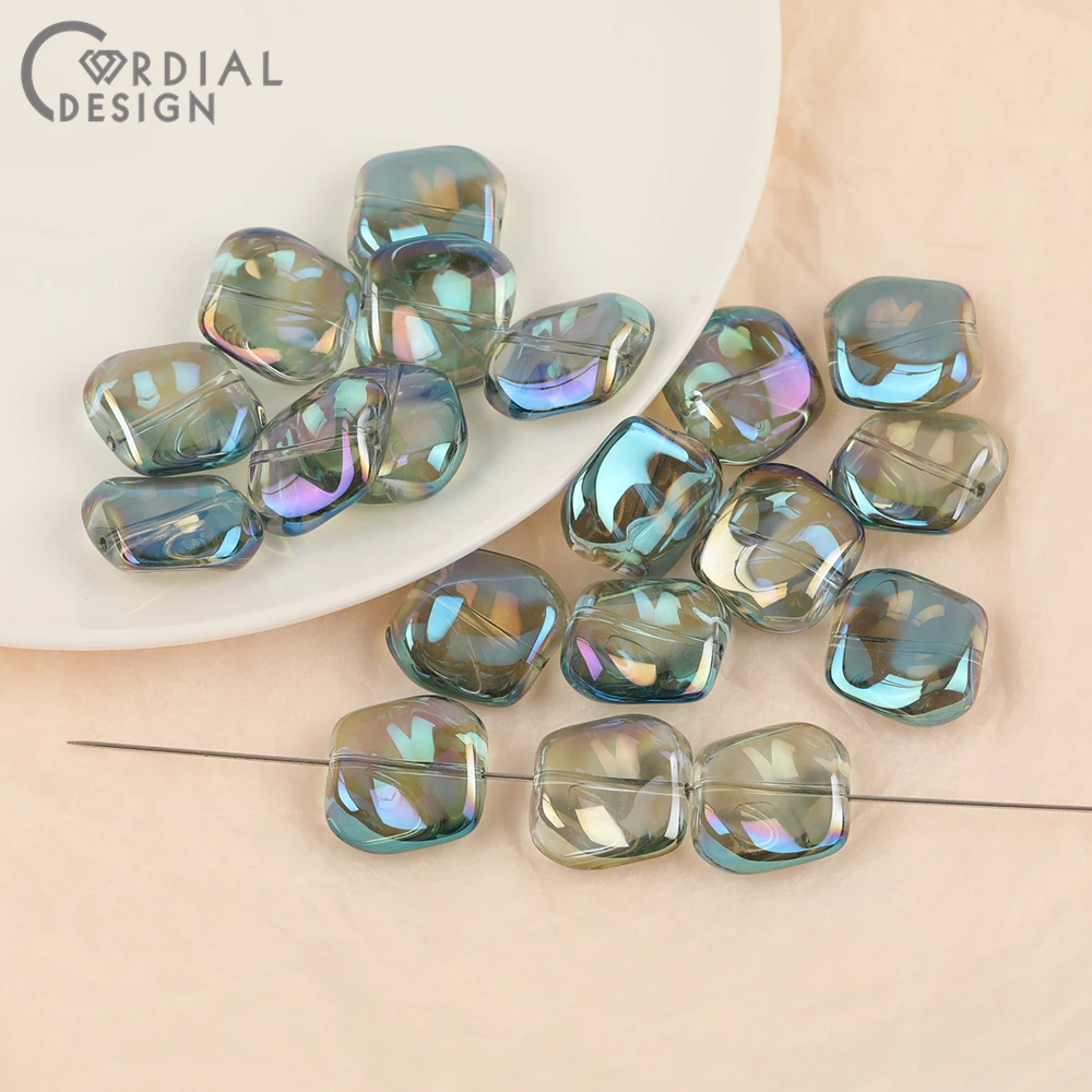 Cordial Design 17*18MM 100pcs Hand Made/DIY Glass Bead/Aurora Effect/Irregular Shape/Jewelry Findings & Components/Beads Making - cordial