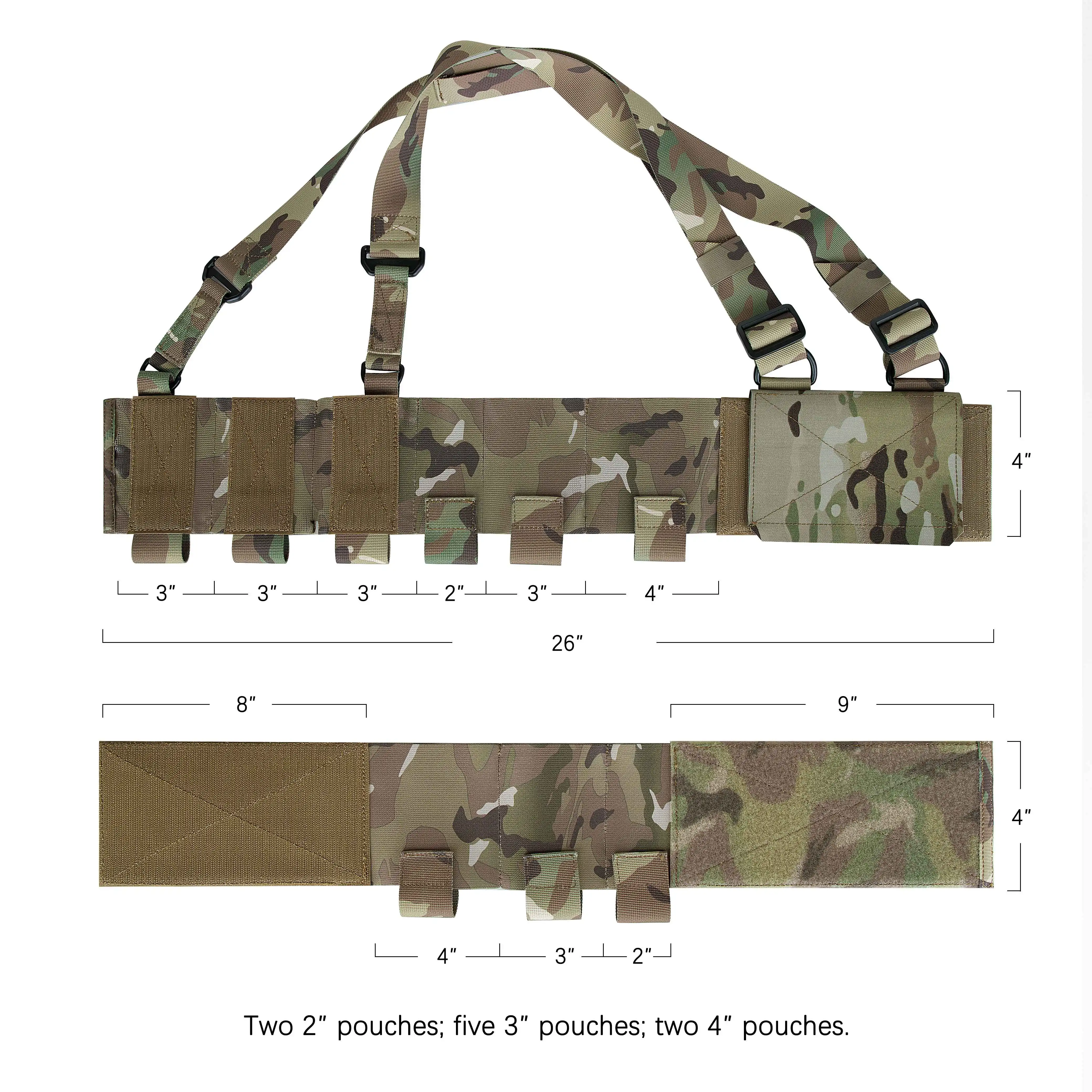 KRYDEX Tactical 556 Ready Chest Rig Concealed Carry Low Vis Elastic Cummerbund 5.56 Rifle & 9mm Pistol Chest Vest