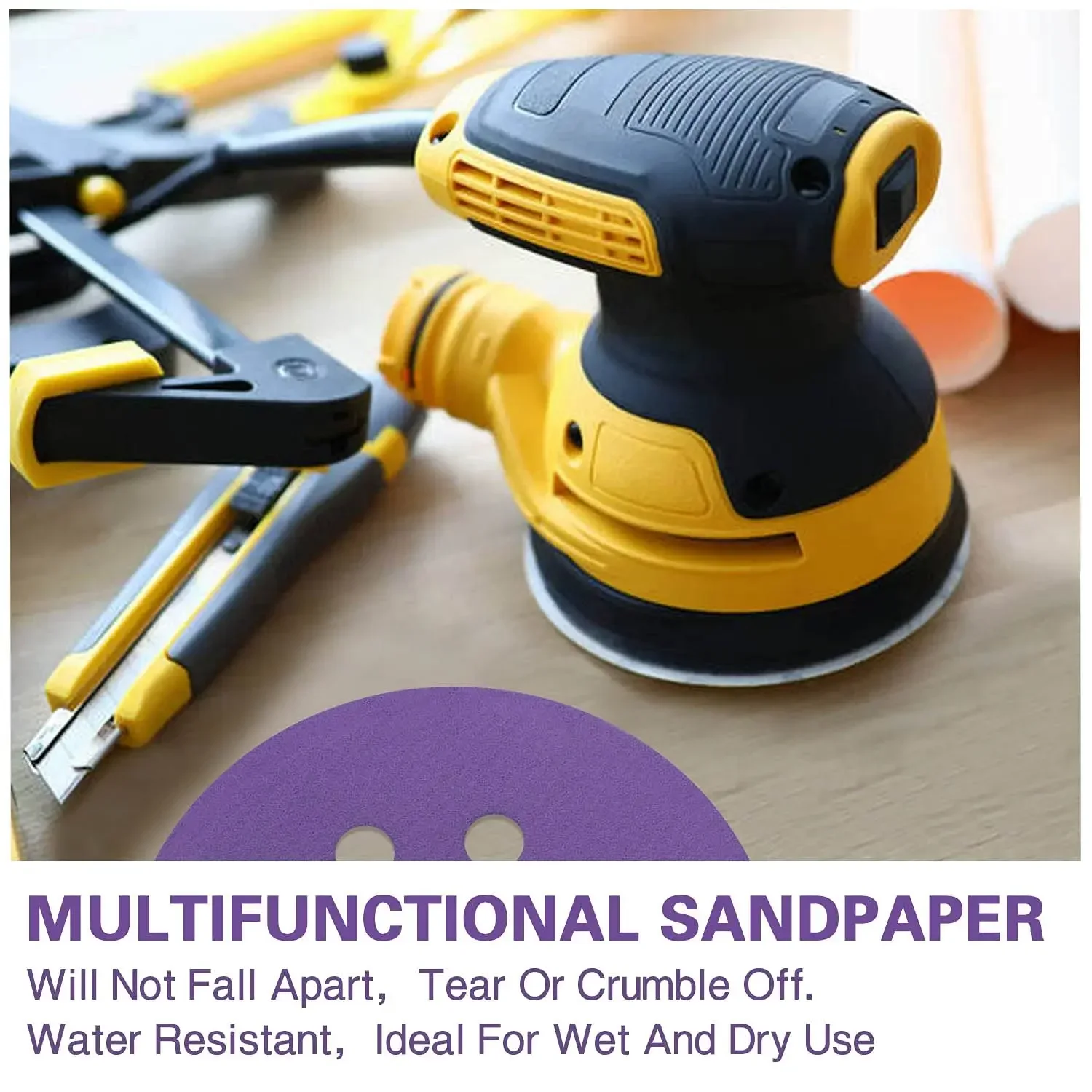 Dischi Abrasivi Con Gancio E Anello Da 50 Pezzi Da 5 Pollici A 8 Fori, Carta Vetrata Con Grana 60 120 180 240 400 Per Levigatrice Orbale Casuale - Foto 8