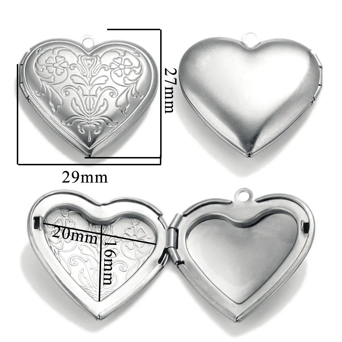 Stainless Steel Love Box Pendant Retro Relief Pattern Pendant DIY Creative Necklace Jewelry Accessory 10