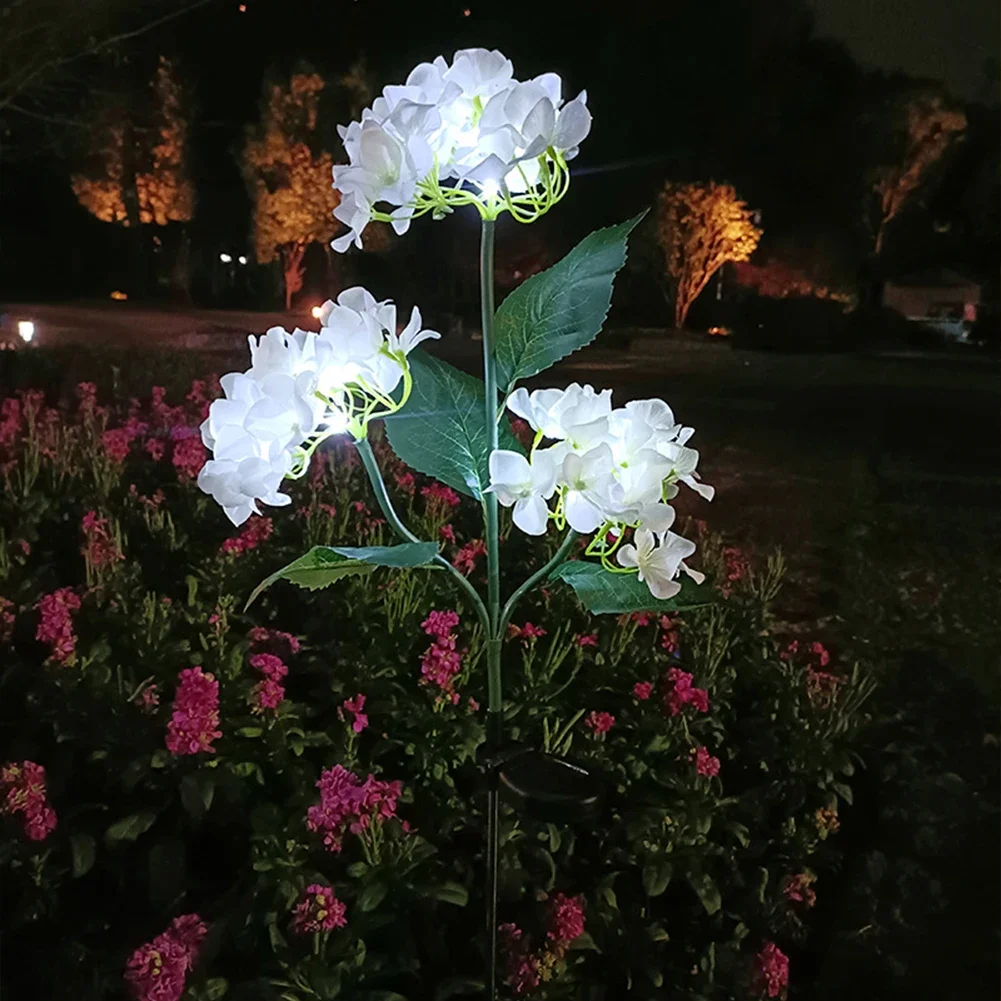 3 Heads Hydrangea Landscape Lighting Easy Installation LED Solar Path Yard Lights Adjustable Iron Wire Simulated for Home Garden