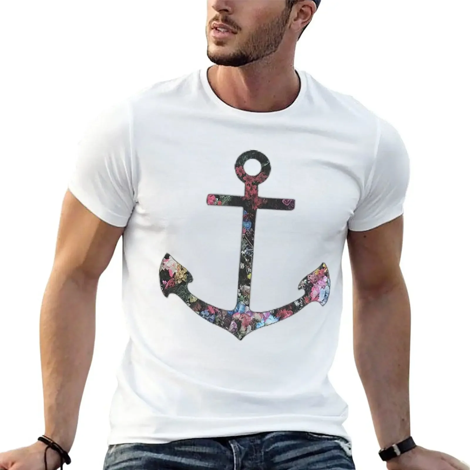 

Floral Anchor 2 T-Shirt cute tops aesthetic clothes anime sports fans t shirts for men pack