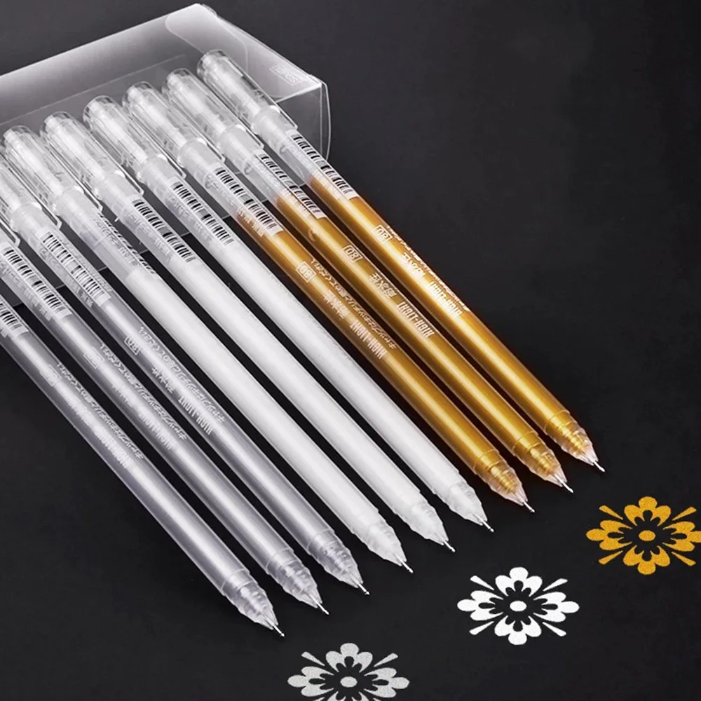 3/9Pcs 0.6Mm Markeerstift Schets Markers Pennen Witte Verf Gel Pen Voor Art Marker Manga Schilderen Fijne liner Pen