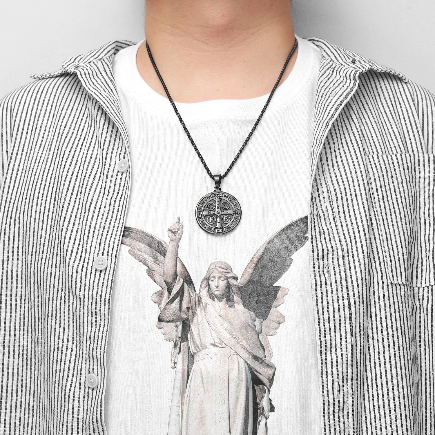 St.Benedict  Exorcism Stainless Steel Men Necklaces Pendant Chain Powerful Amulet Vintage New For Women Jewelry Gifts Wholesale 5