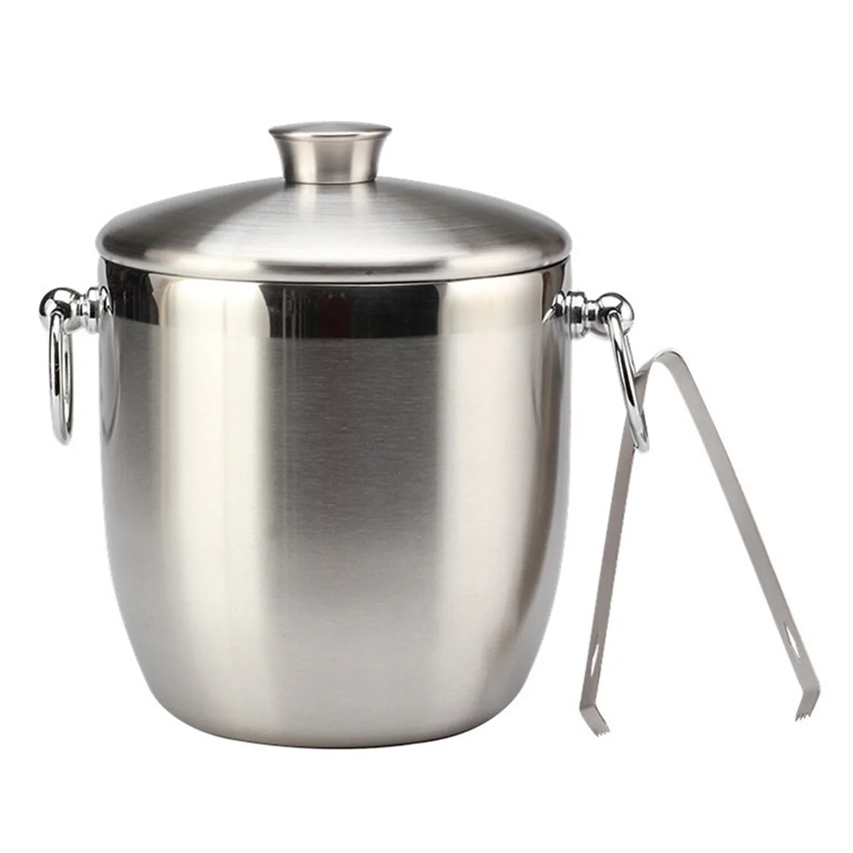 

Stainless Steel Ice Bucket with Tongs Liter Double Walled Insulated with Tongs and Lid Ice Container(3L)