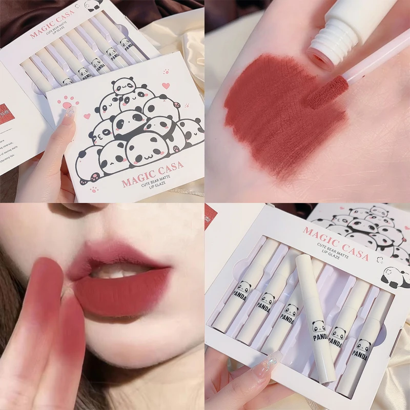 

6Pcs/set Matte Velvet Lipstick Makeup Set Waterproof 24 Hours Long Lasting Moisturizing Non-Stick Cup Silky Lip Gloss Cosmetics