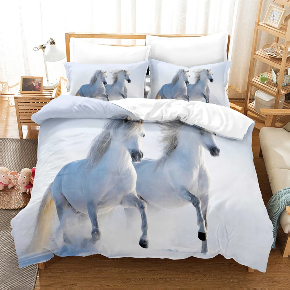 말 침구 세트 싱글 트윈 전체 퀸 킹 남성/여성 사이즈 침대 세트 Aldult Kid 침실 Duvetcover 세트 3D Anime 041