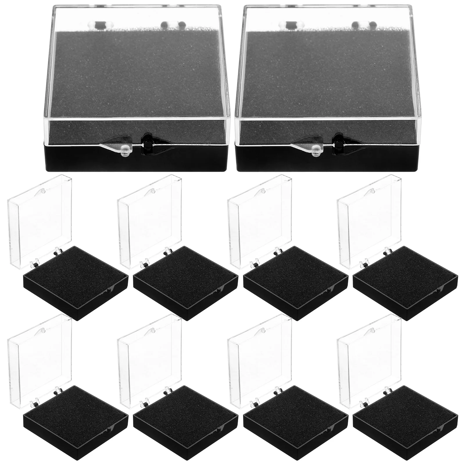 

10 Pcs Gift Box Show Cabinet Lapel Pin Packing Case Rough Stone Badge Display Sponge Holder Organizer