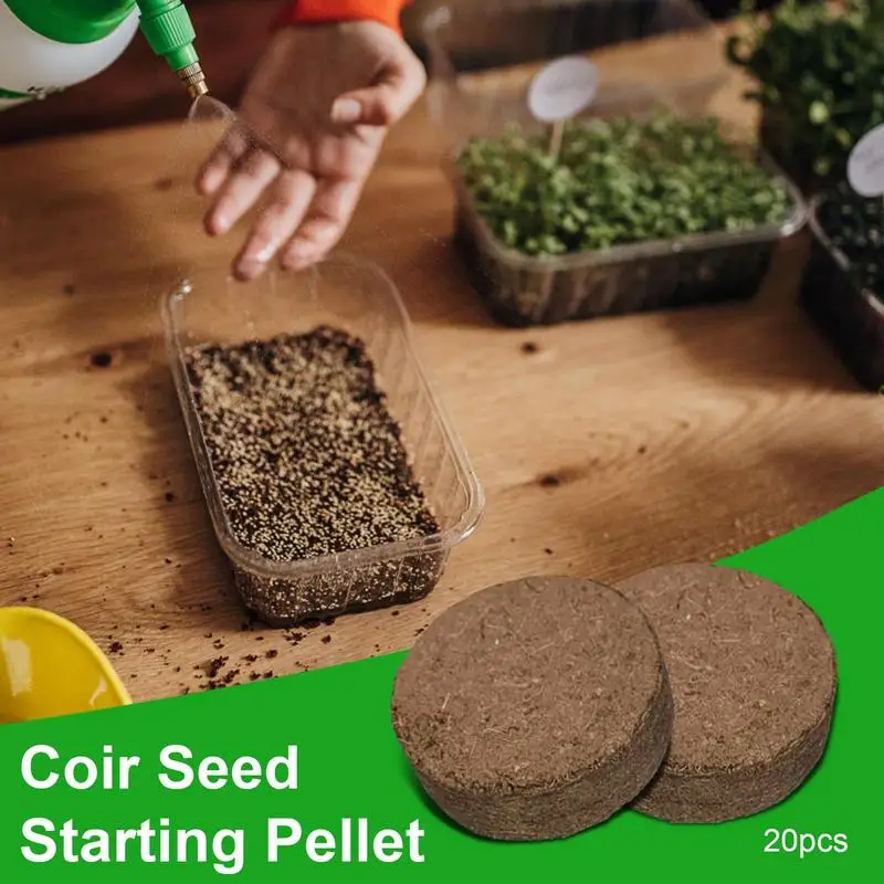 Coco Coir Brick 20pcs Coconut Fiber Coir Pellet Soil Seeds Starter Compression Pellet Seedling Flower Planting Soil Block Gardening Supplies