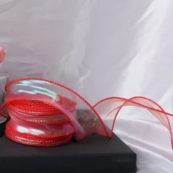 Iridescent Wavy Edge Organza Ribbon - 40mm x 10 Yards for Gift Wrapping and DIY Projects (Red)