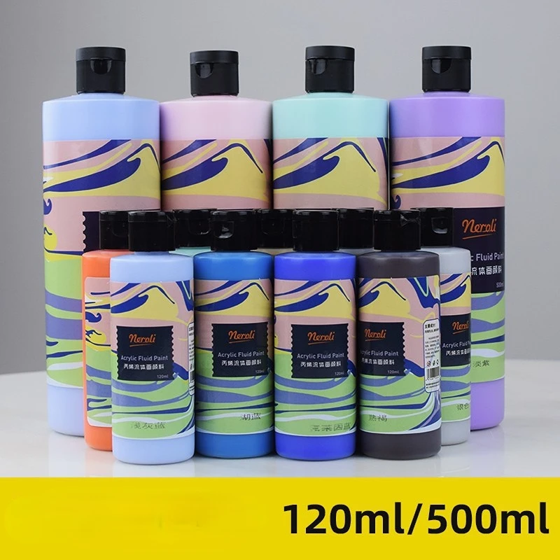 60ml 100ml High Flow Acrylic Fluid Pouring Paint Set No Mixing Needed Art  Supplies for Canvas,Glass,Paper,Wood,Tile,and Stones