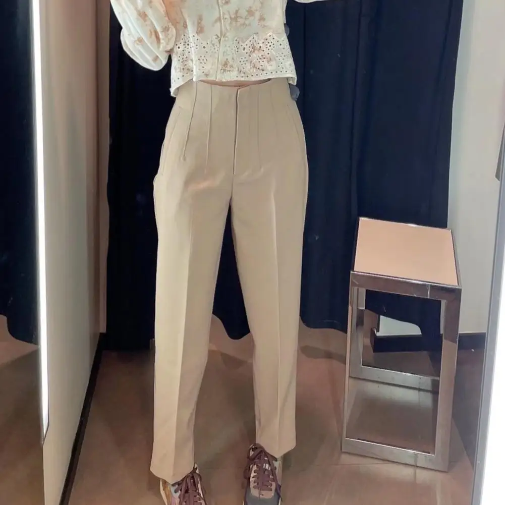 

Брюки женские прямые, офисные штаны с завышенной талией, однотонные прямые брюки на лето